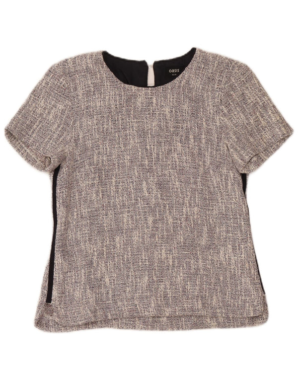 Oasis Womens Blouse Top UK 10 Small Grey Cotton