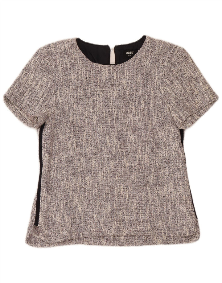 Oasis Womens Blouse Top UK 10 Small Grey Cotton
