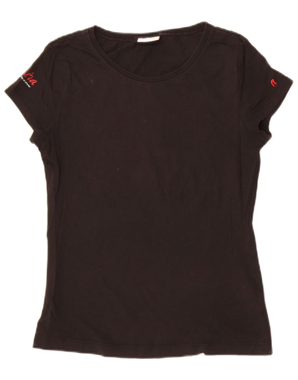 Replay Womens Graphic T-Shirt Top UK 14 Large Black Cotton