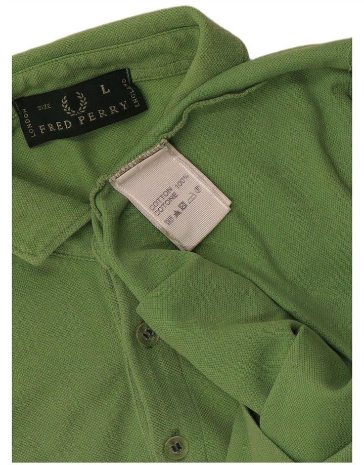 Fred Perry Mens Polo Shirt Large Green Cotton