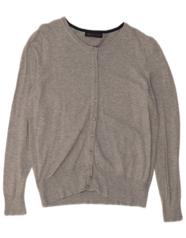 Marks & Spencer Womens Cardigan Sweater UK 16 Large Grey Flecked Viscose