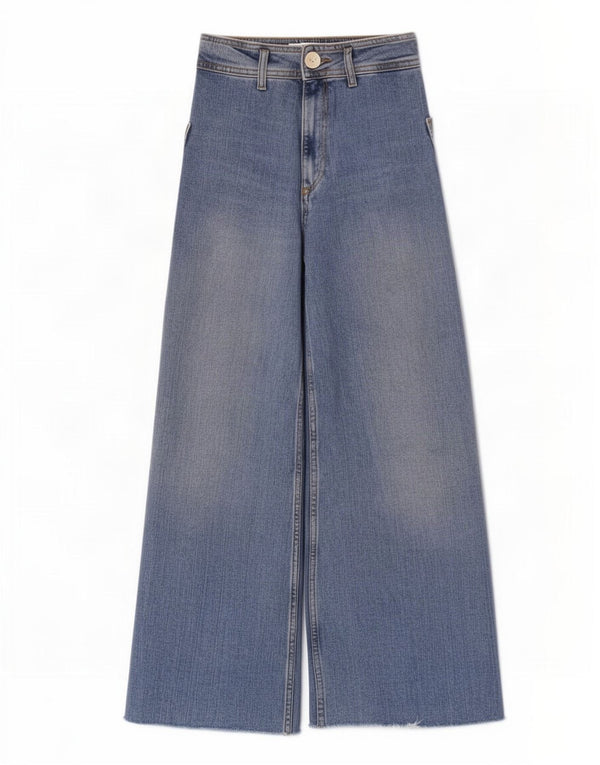 Zara Womens The Marine Straight Wide Leg Jeans EU 34 2XS W24 L27 Blue