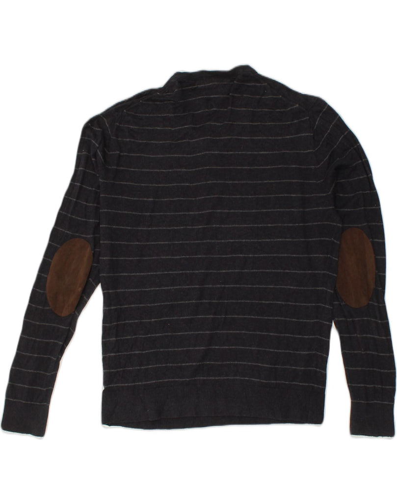 TOMMY HILFIGER Mens V-Neck Jumper Sweater 2XL Black Striped Cotton | Vintage Tommy Hilfiger | Thrift | Second-Hand Tommy Hilfiger | Used Clothing | Messina Hembry 