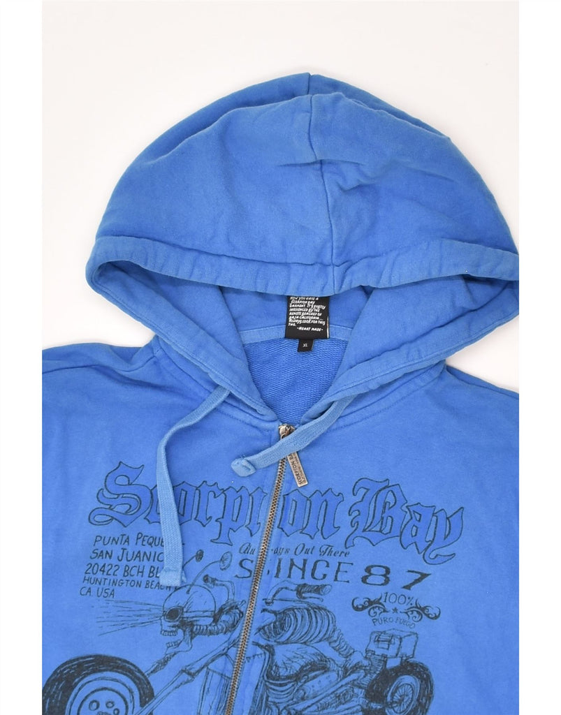 SCORPION BAY Boys Graphic Zip Hoodie Sweater 13-14 Years XL Blue Cotton | Vintage Scorpion Bay | Thrift | Second-Hand Scorpion Bay | Used Clothing | Messina Hembry 