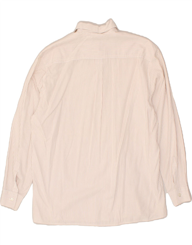 STEFANEL Womens Longline Oversized Shirt UK 14 Medium Beige Pinstripe | Vintage Stefanel | Thrift | Second-Hand Stefanel | Used Clothing | Messina Hembry 
