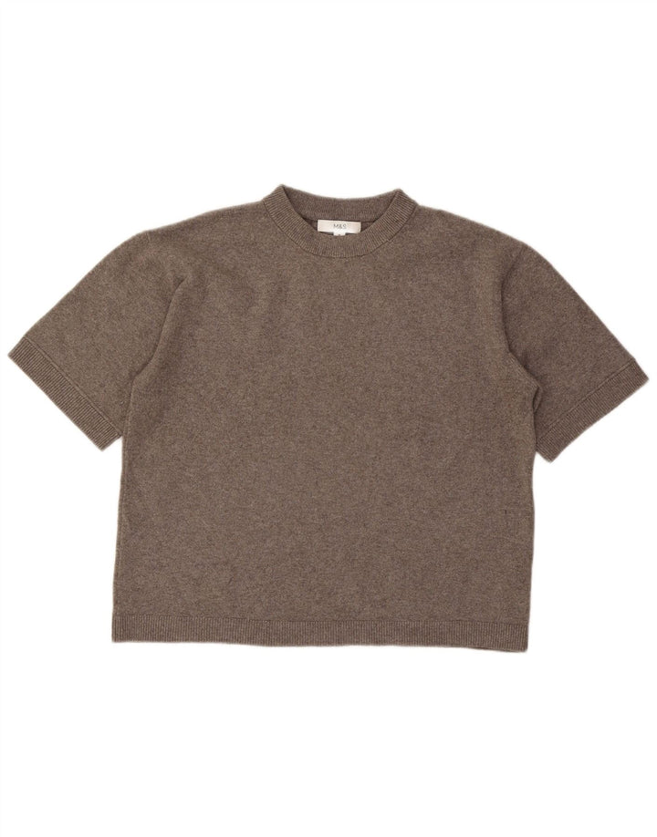 Marks & Spencer Womens Crew Neck Jumper Sweater UK 14 Medium Grey