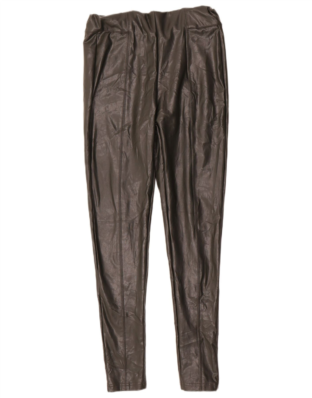 Marks & Spencer Womens Faux Leather Leggings UK 12 Medium Green