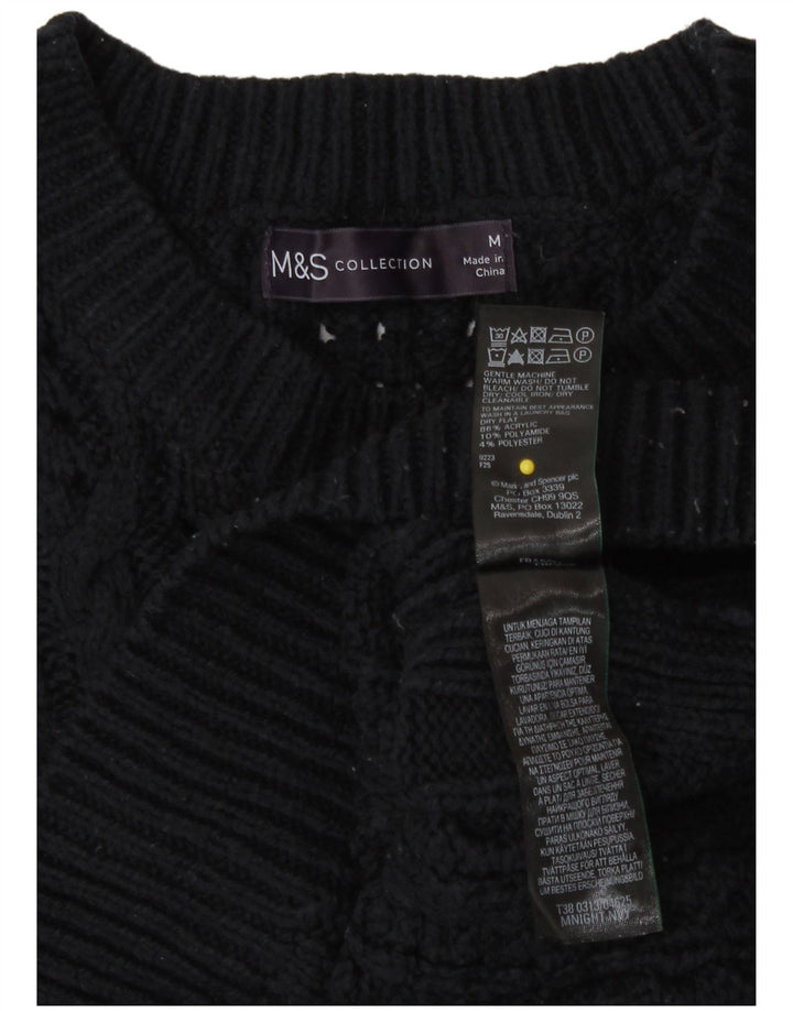 Marks & Spencer Womens Vest Tank Top UK 14 Medium Navy Blue Acrylic