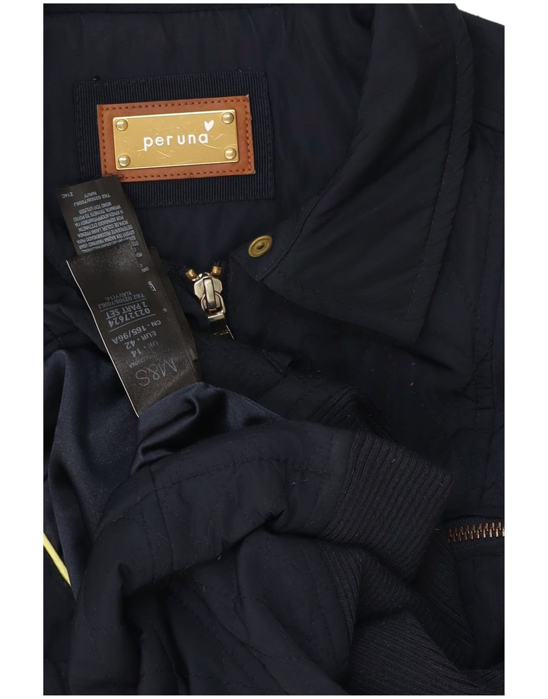 Marks & Spencer Womens Per Una Quilted Jacket UK 14 Large Navy Blue