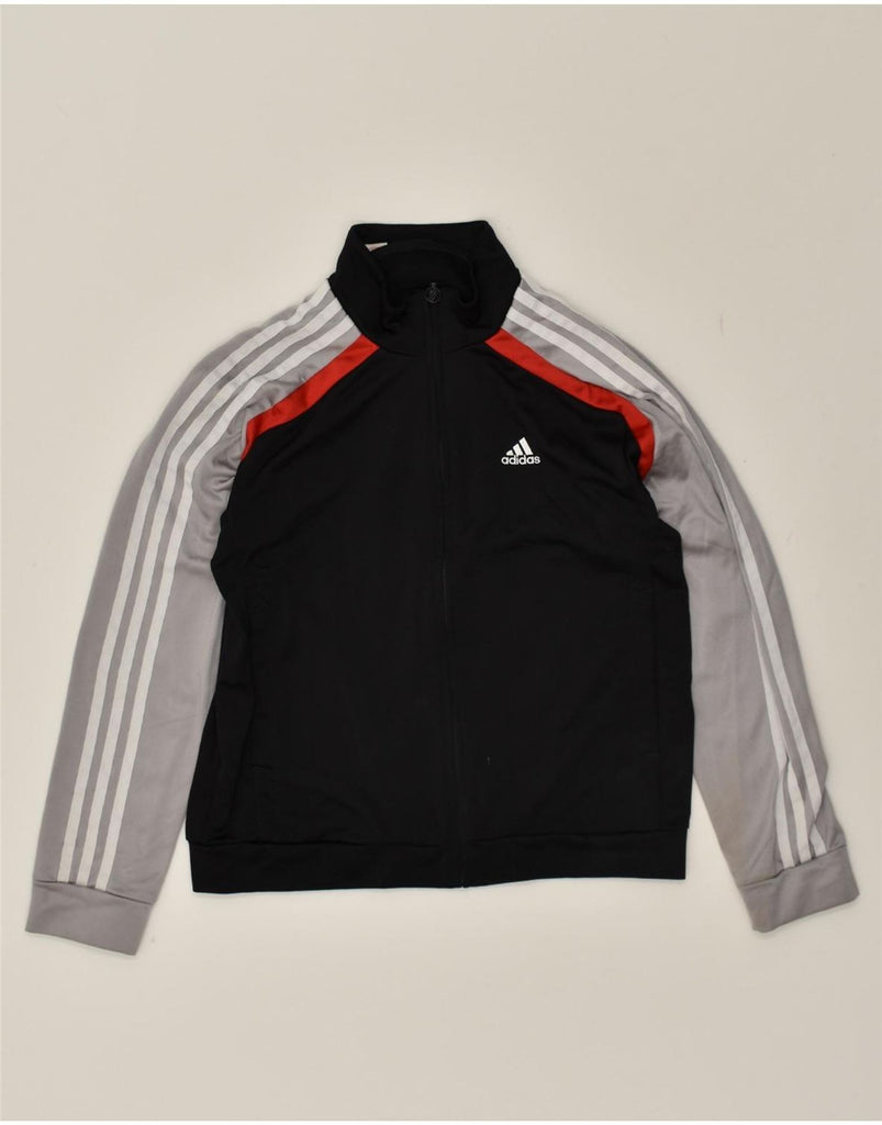 ADIDAS Boys Tracksuit Top Jacket 11-12 Years Black Colourblock Polyester | Vintage Adidas | Thrift | Second-Hand Adidas | Used Clothing | Messina Hembry 