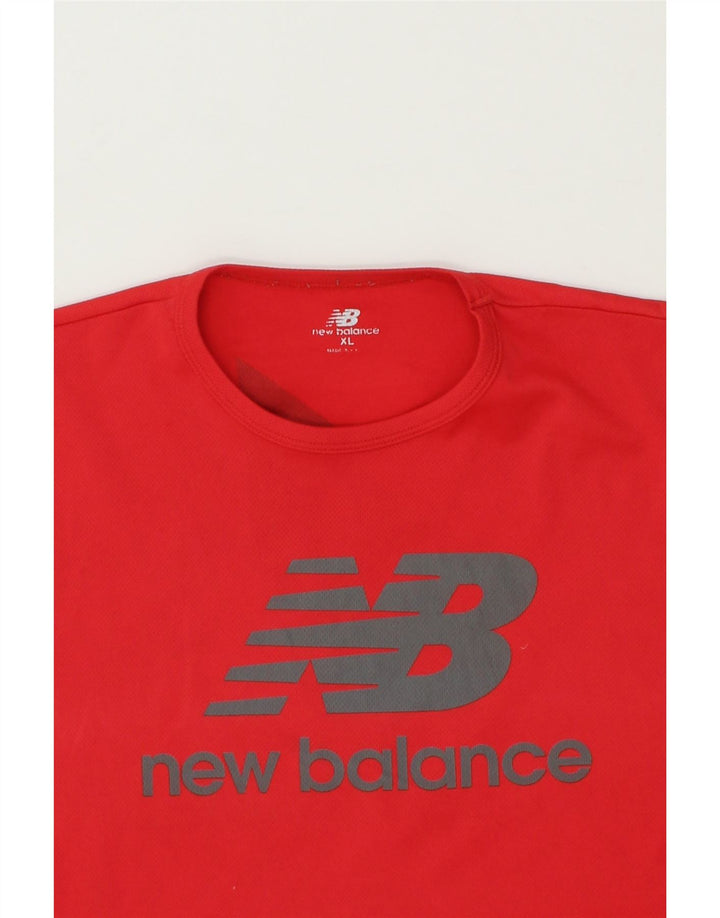 NEW BALANCE Mens Graphic T-Shirt Top XL Red Polyester Vintage New Balance and Second-Hand New Balance from Messina Hembry 