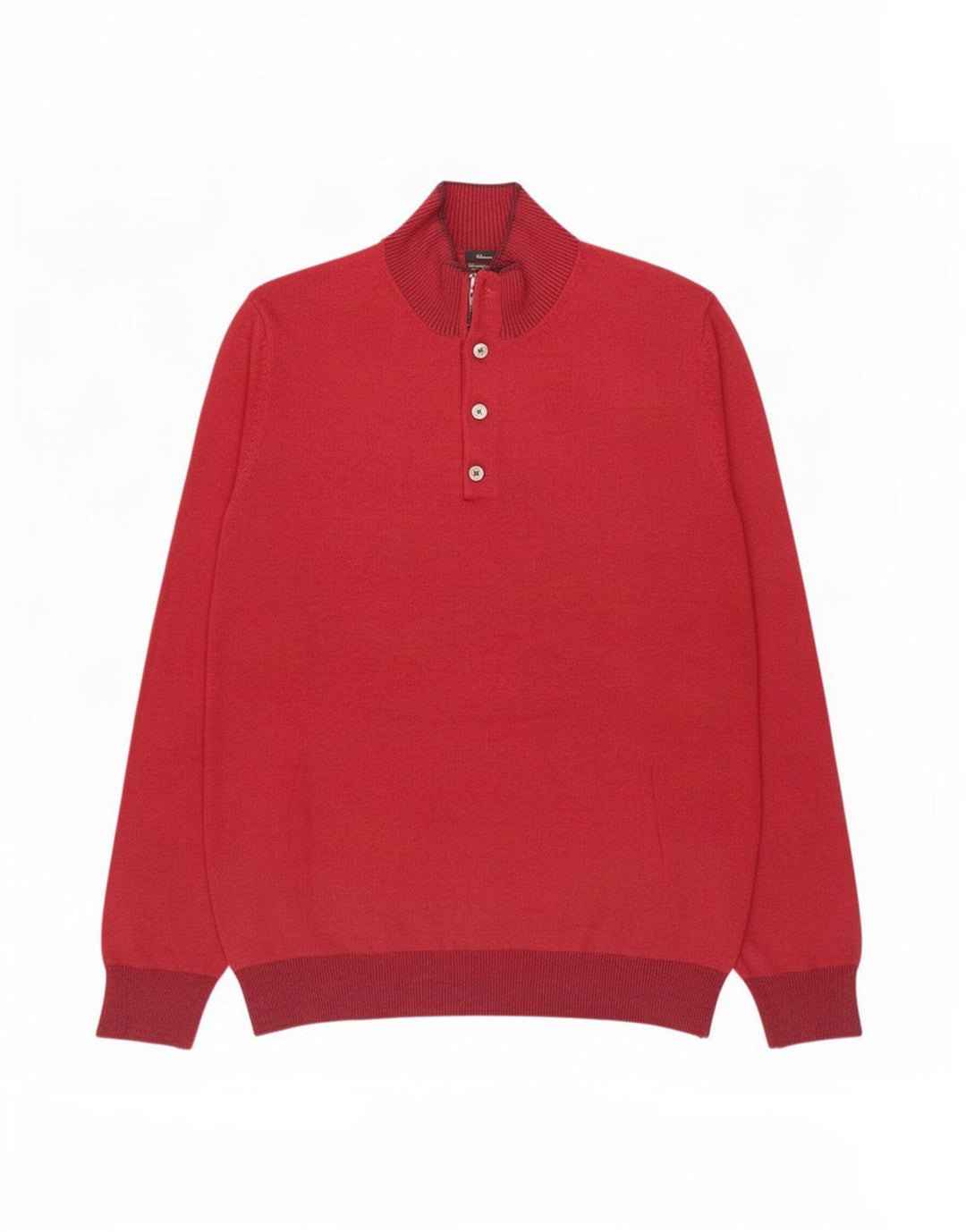 Massimo Dutti Mens Button Neck Jumper Sweater XL Burgundy Cotton