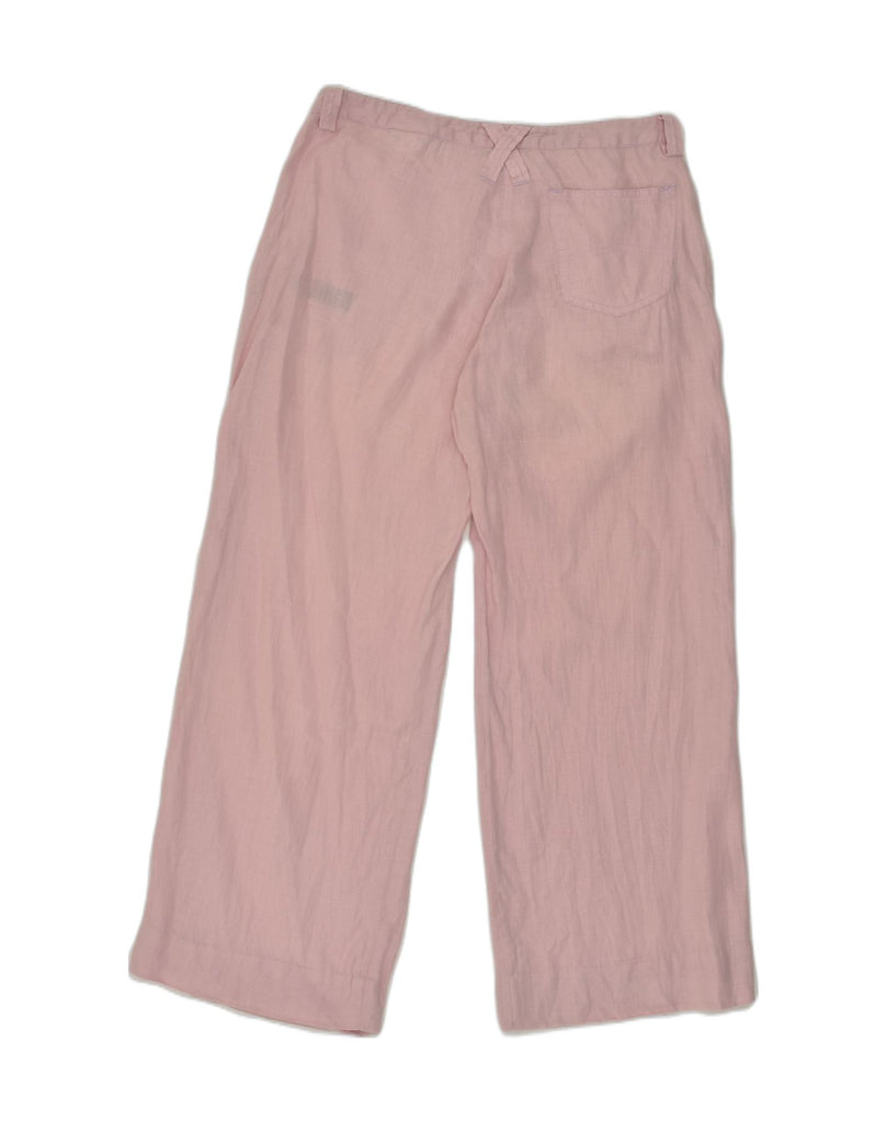 ARMANI Womens Straight Casual Trousers US 10 Large W31 L29 Pink Linen | Vintage Armani | Thrift | Second-Hand Armani | Used Clothing | Messina Hembry 