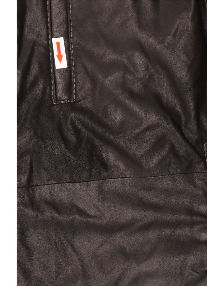 Vintage Mens Leather Coat IT 58 4XL Black Leather