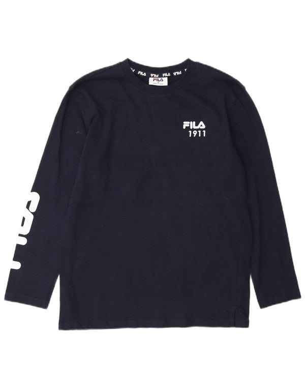 Fila Boys Graphic Top Long Sleeve 13-14 Years Navy Blue Cotton