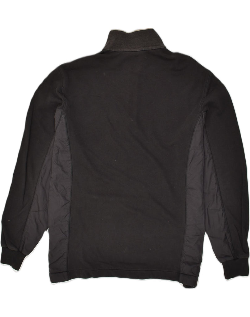 HUGO BOSS Mens Zip Neck Sweatshirt Jumper Medium Black Colourblock Cotton | Vintage Hugo Boss | Thrift | Second-Hand Hugo Boss | Used Clothing | Messina Hembry 