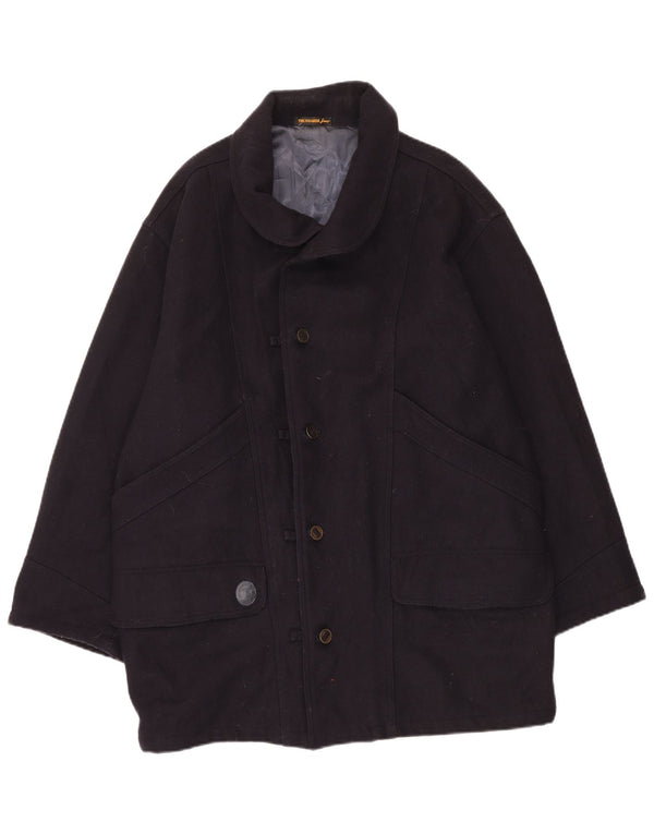 Trussardi Jeans Mens Overcoat UK 40 Large Navy Blue Wool Classic