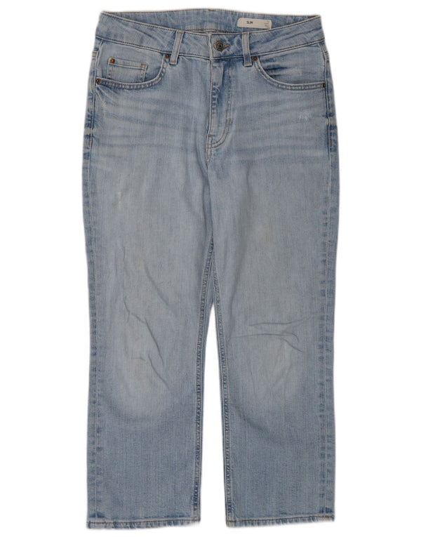 Marks & Spencer Womens Crop Slim Jeans UK 10 Small W29 L24 Blue Cotton