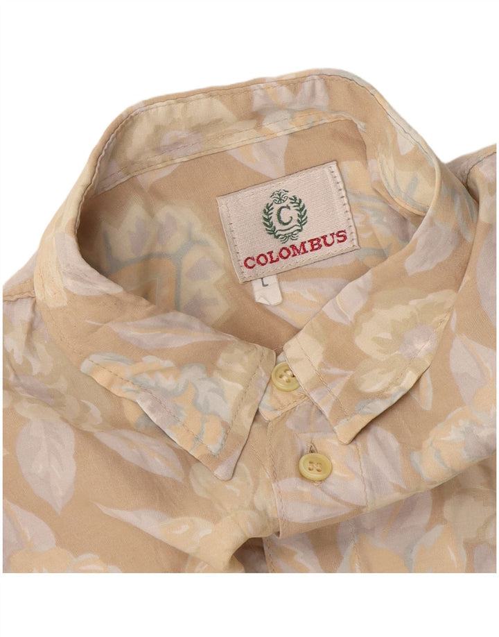 Colombus Womens Shirt UK 14 Large Beige Floral