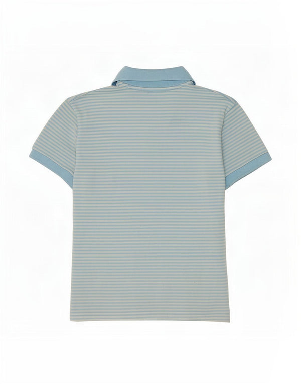 Lacoste Girls Polo Shirt 11-12 Years Large Blue Pinstripe