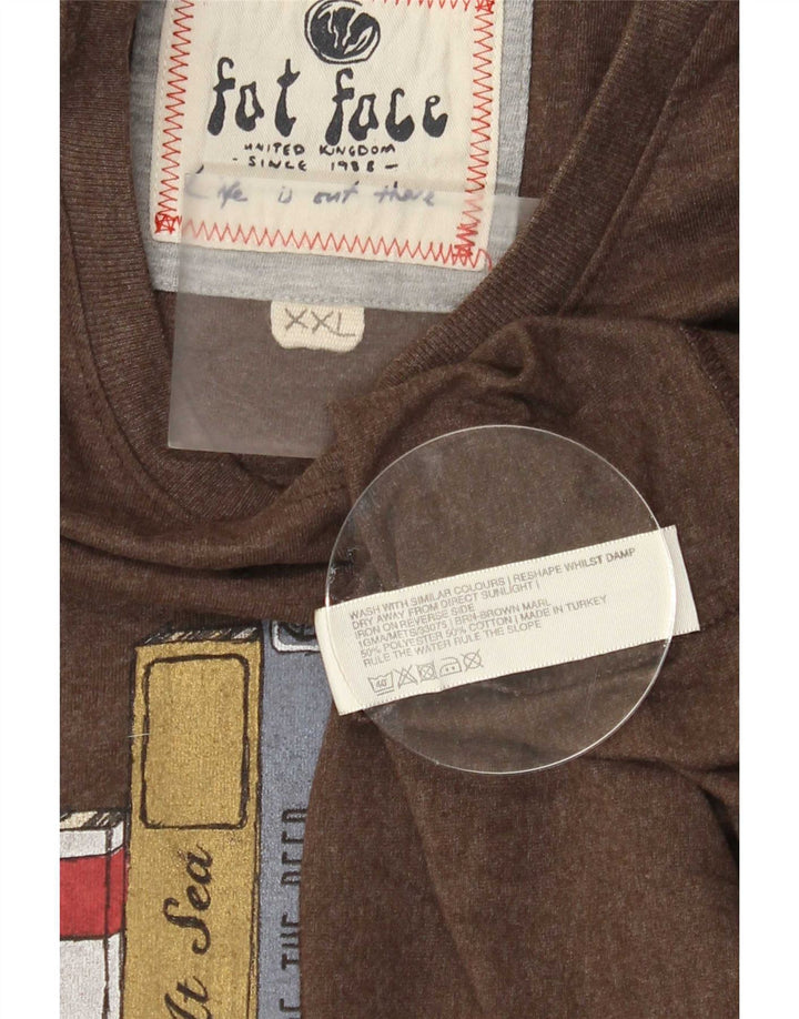 Fat Face Mens Graphic T-Shirt Top 2XL Brown Cotton