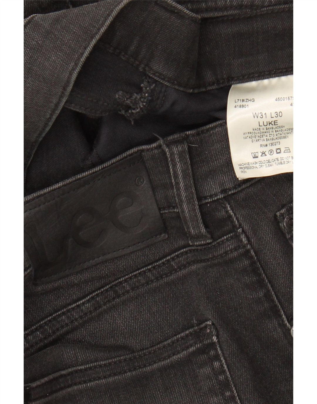 LEE Mens Luke Straight Jeans W31 L30 Black Cotton