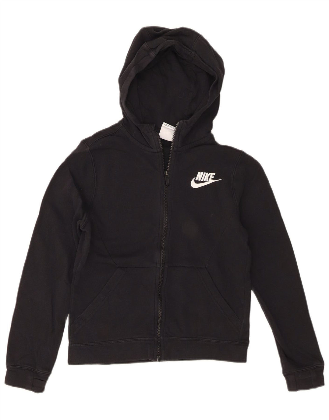 Nike Boys Zip Hoodie Sweater 10-11 Years Medium Black Cotton