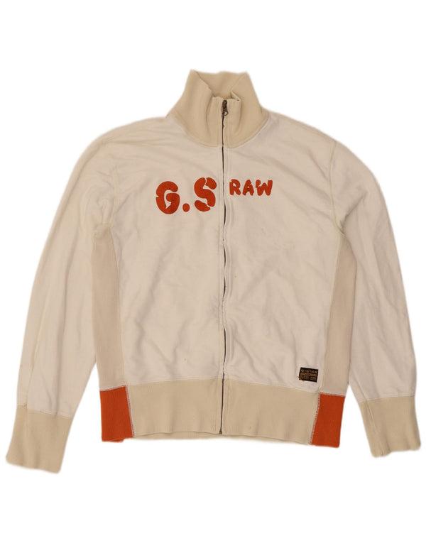 G-Star Mens Graphic Tracksuit Top Jacket Large White Colourblock Cotton