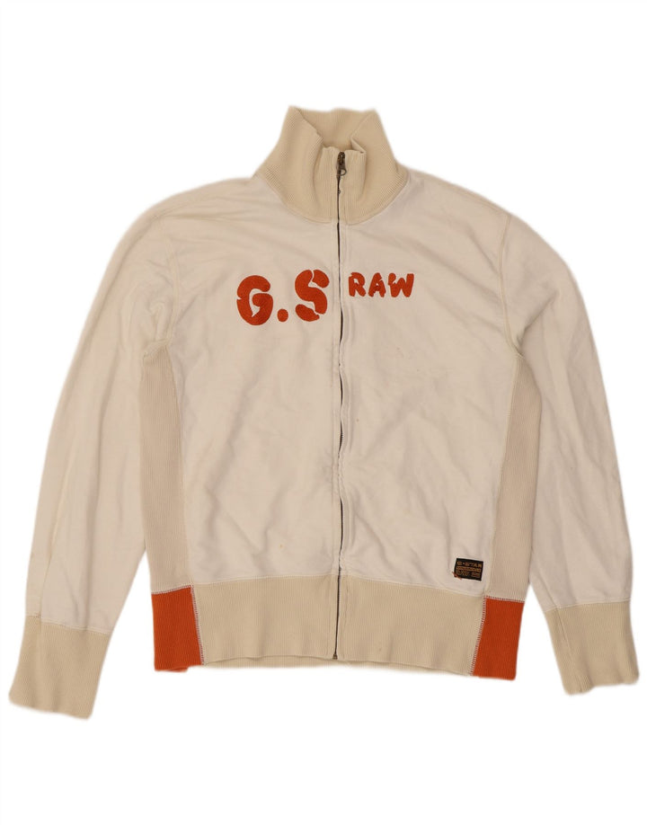 G-Star Mens Graphic Tracksuit Top Jacket Large White Colourblock Cotton