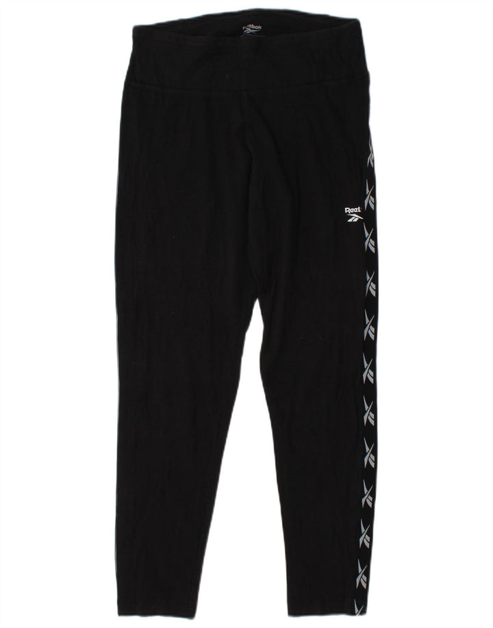 REEBOK Womens Graphic Leggings UK 12/14 Medium Black