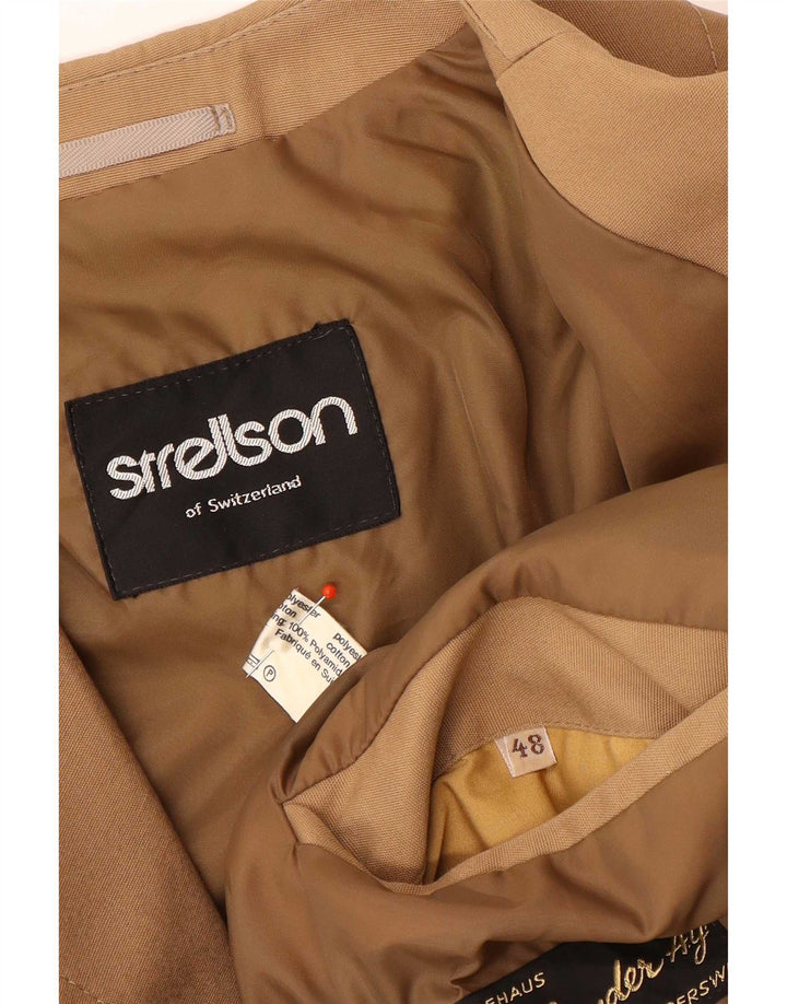 Strellson Mens Overcoat IT 48 Medium Brown Polyester