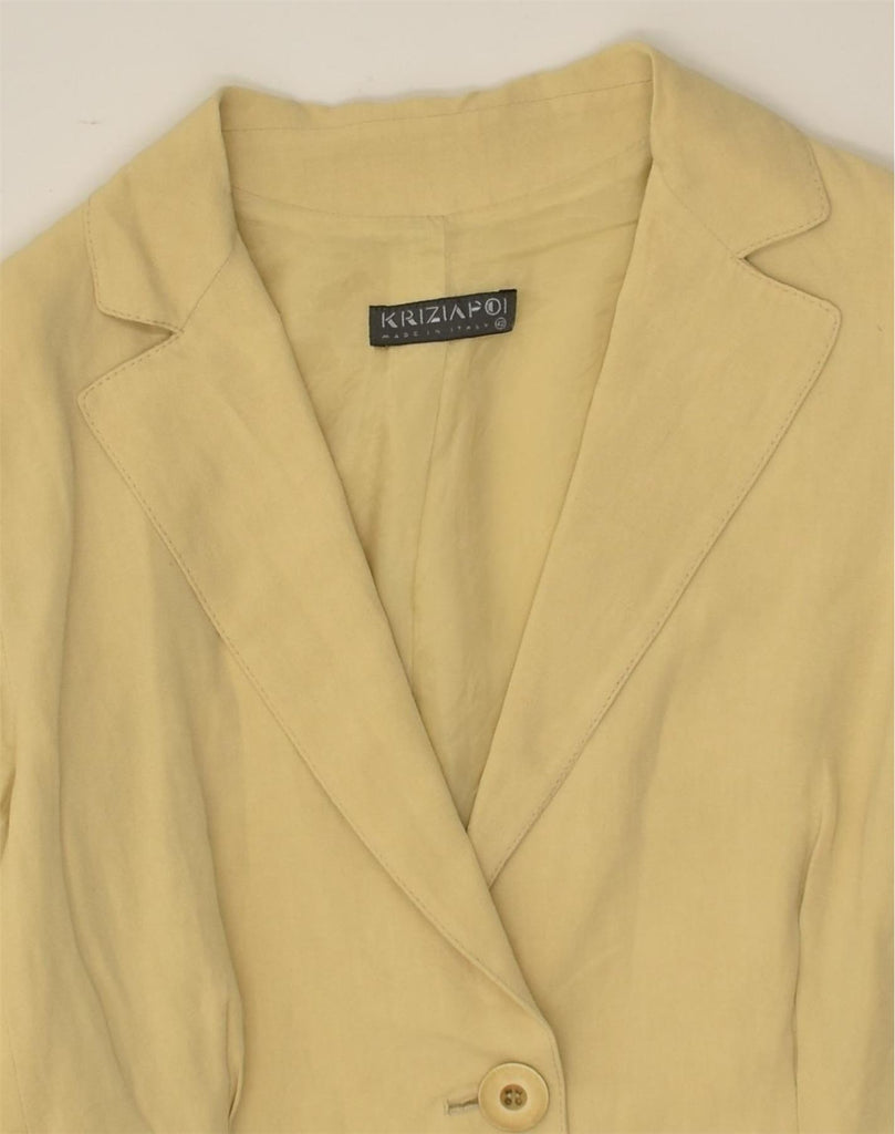 KRIZIA Womens 2 Button Blazer Jacket IT 42 Medium Yellow | Vintage Krizia | Thrift | Second-Hand Krizia | Used Clothing | Messina Hembry 