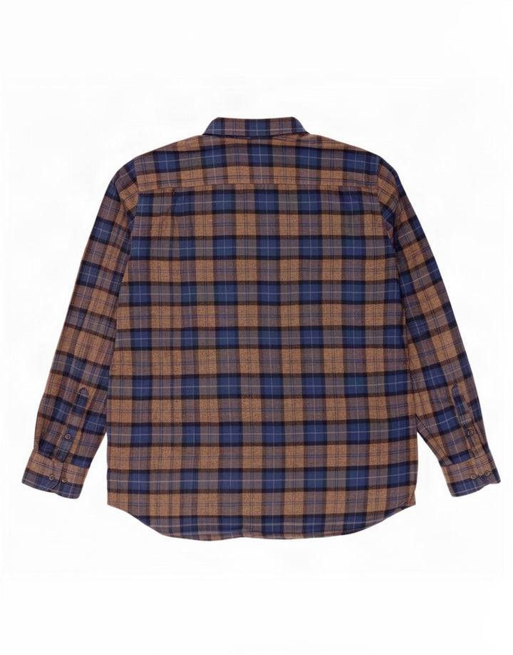 Massimo Dutti Mens Flannel Shirt 2XL Brown Check
