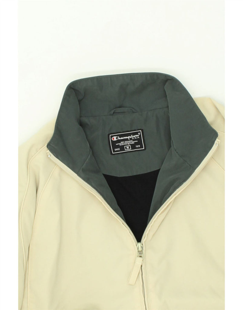 CHAMPION Mens Bomber Jacket UK 38 Medium Beige Polyester | Vintage Champion | Thrift | Second-Hand Champion | Used Clothing | Messina Hembry 