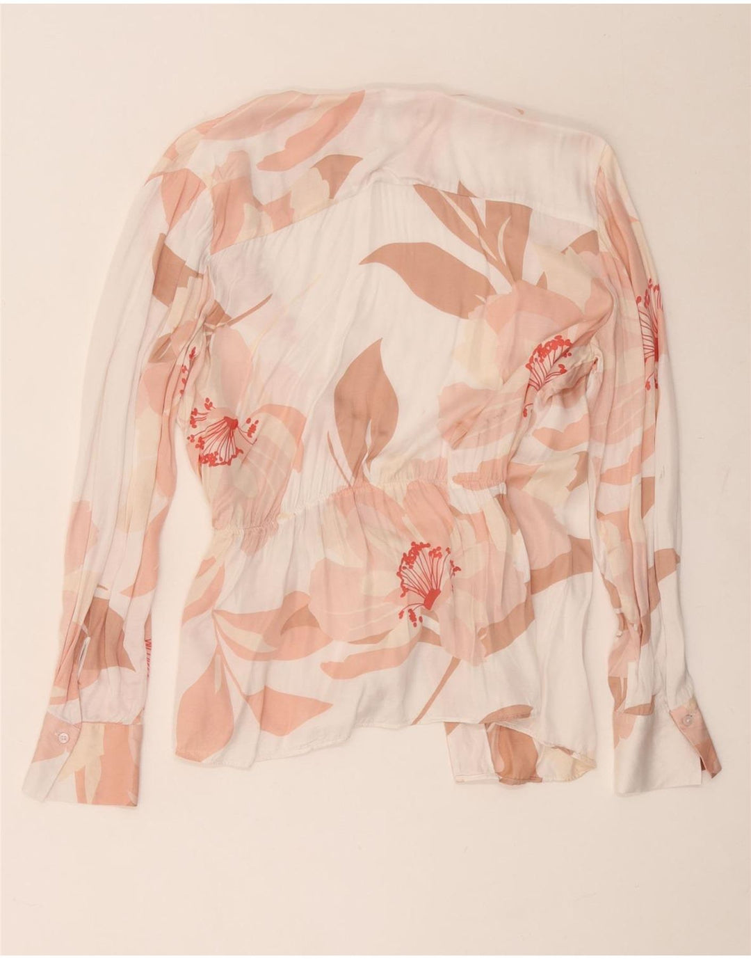 Massimo Dutti Womens Wrap Shirt Blouse EU 42 Large White Floral Viscose