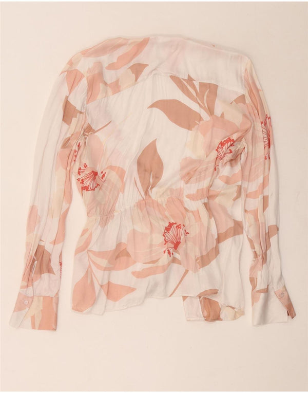Massimo Dutti Womens Wrap Shirt Blouse EU 42 Large White Floral Viscose