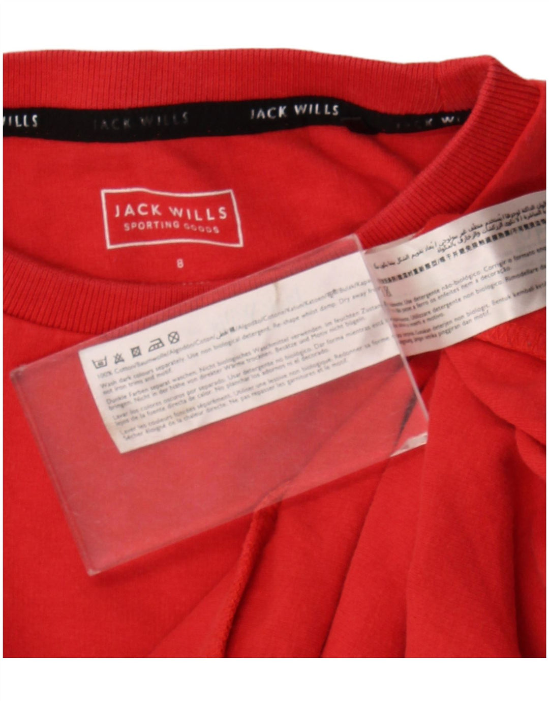 Jack Wills Womens Oversized Graphic Crop Sweatshirt Jumper UK 8 Small Red