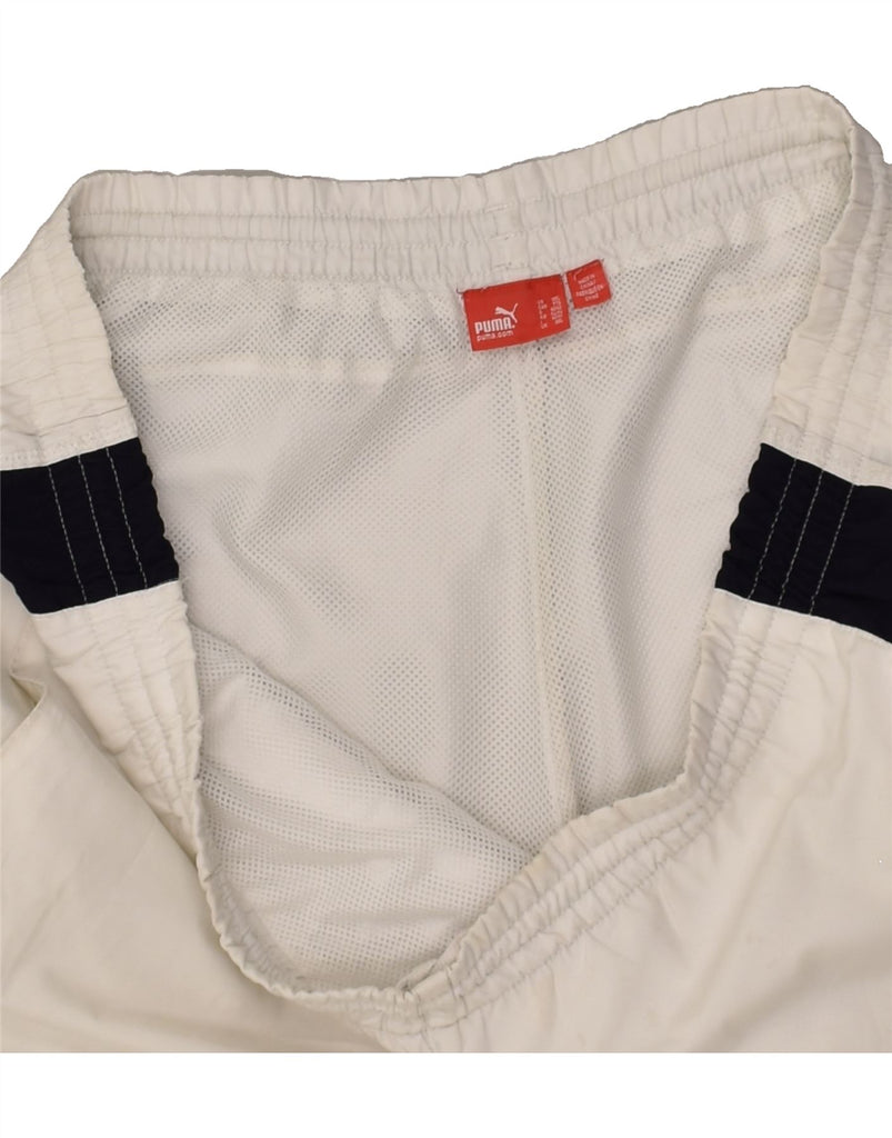 PUMA Mens Graphic Sport Shorts 2XL Off White Polyester | Vintage Puma | Thrift | Second-Hand Puma | Used Clothing | Messina Hembry 