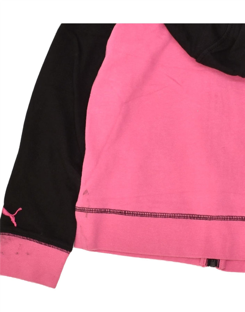 PUMA Girls Zip Hoodie Sweater 8-9 Years Pink Colourblock Cotton | Vintage Puma | Thrift | Second-Hand Puma | Used Clothing | Messina Hembry 