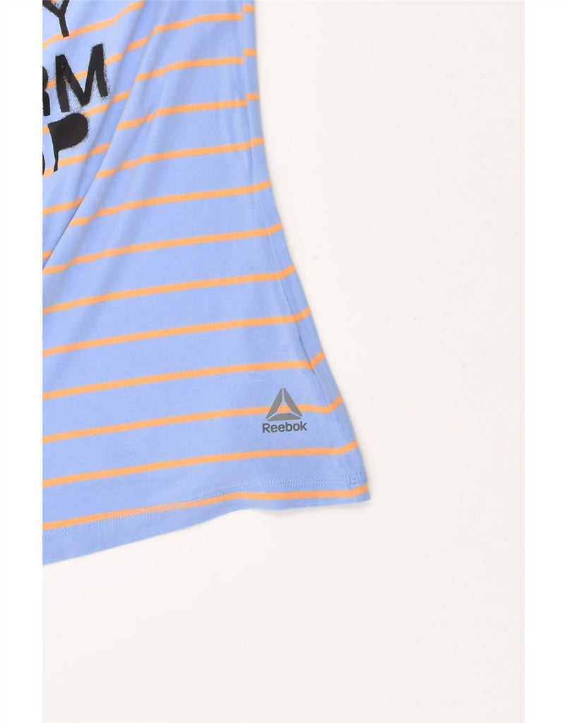 REEBOK Girls Graphic Halter Top 11-12 Years Blue Striped | Vintage Reebok | Thrift | Second-Hand Reebok | Used Clothing | Messina Hembry 