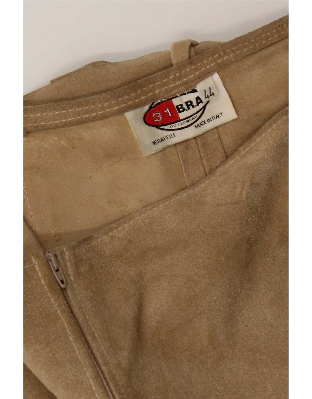 Vintage Womens Leather Skirt IT 44 Medium W28 Beige