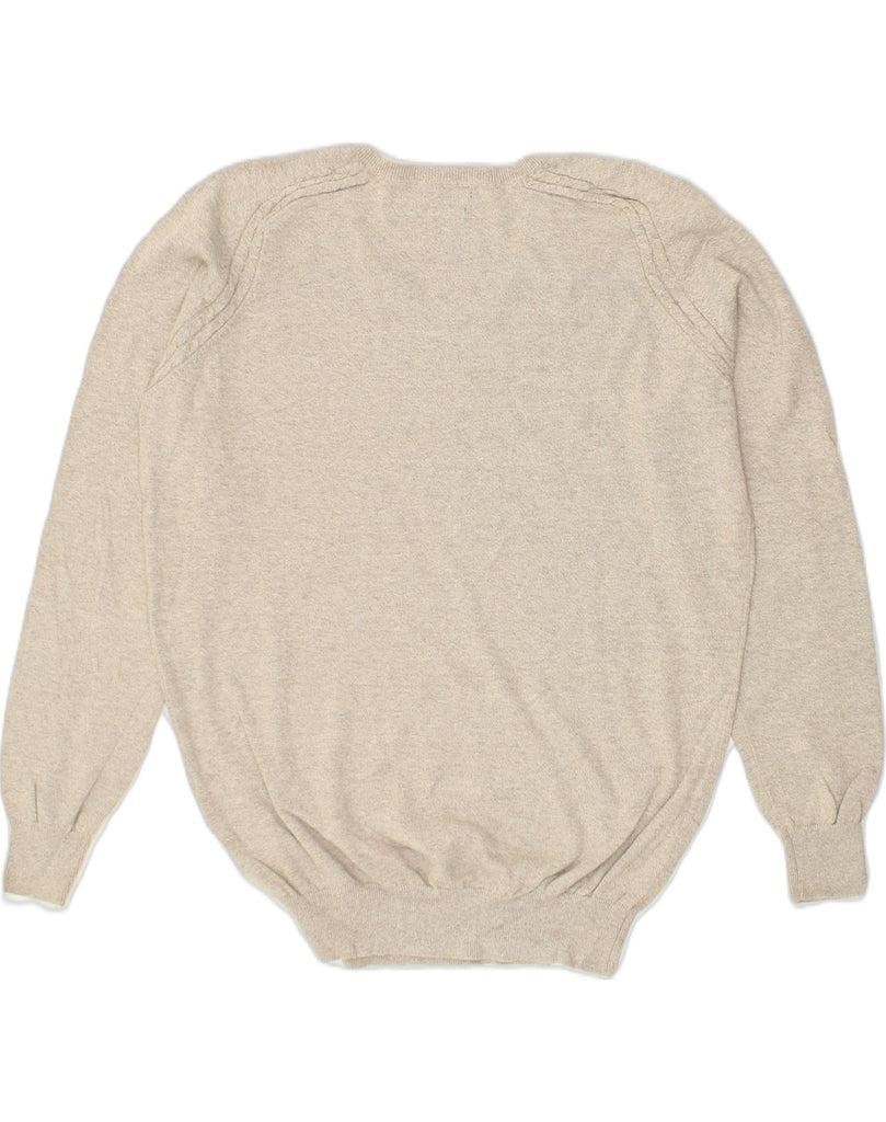 MASSIMO DUTTI Mens V-Neck Jumper Sweater XL Beige Cotton | Vintage Massimo Dutti | Thrift | Second-Hand Massimo Dutti | Used Clothing | Messina Hembry 