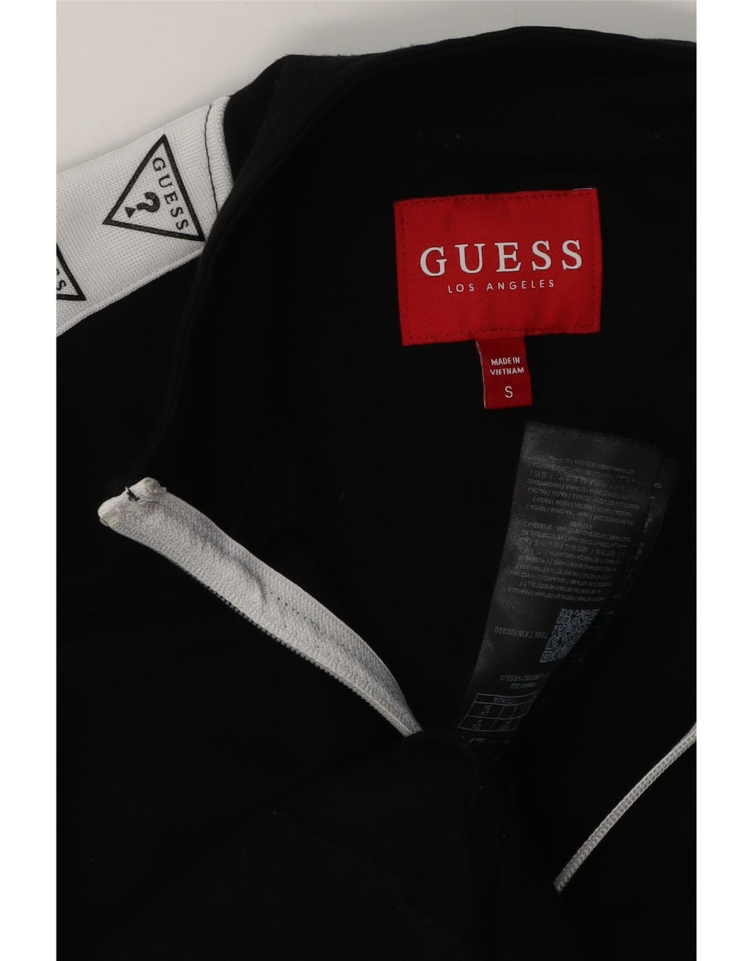 GUESS Mens Graphic Tracksuit Top Jacket Small Black Colourblock Rayon