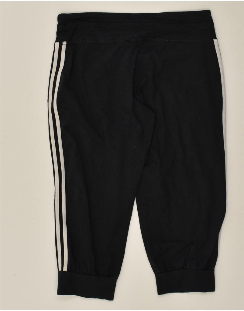 ADIDAS Womens Capri Tracksuit Trousers Joggers UK 16 Large Black Cotton | Vintage Adidas | Thrift | Second-Hand Adidas | Used Clothing | Messina Hembry 