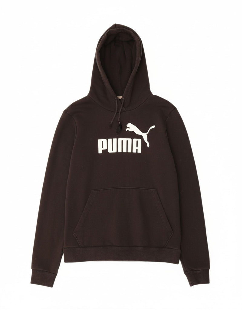 PUMA Womens Graphic Hoodie Jumper UK 12 Medium Black Cotton Vintage Puma and Second-Hand Puma from Messina Hembry 