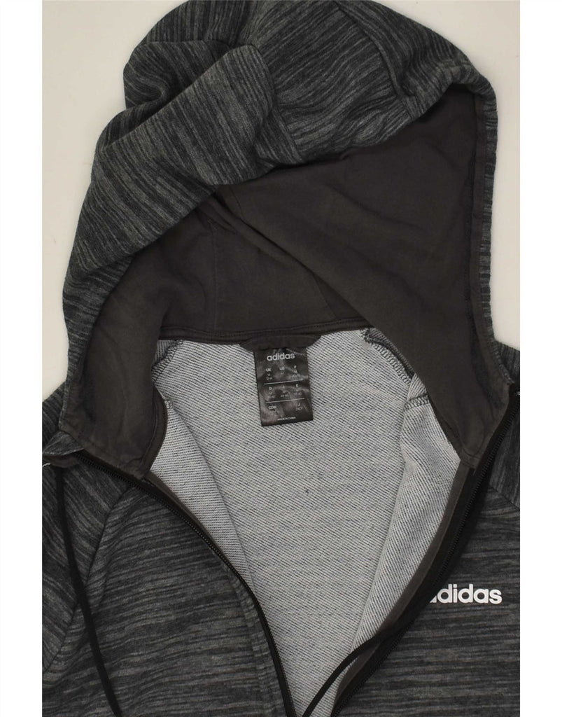 ADIDAS Womens Climalite Graphic Zip Hoodie Sweater UK 12/14 Medium Grey Vintage Adidas and Second-Hand Adidas from Messina Hembry 