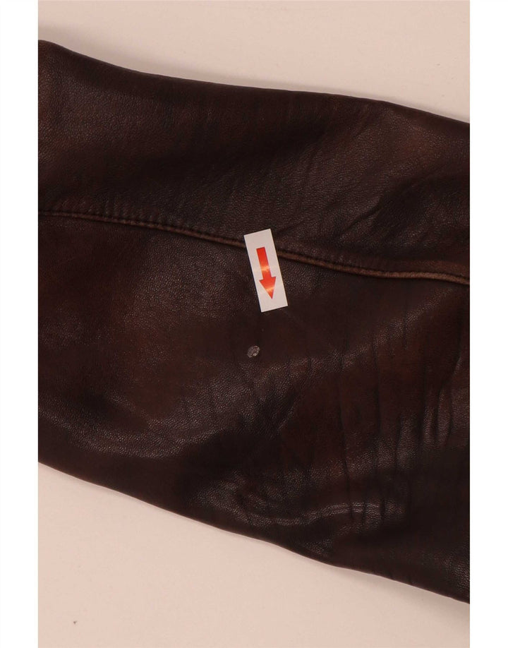 Les Marees Mens Leather Jacket IT 48 Medium Brown