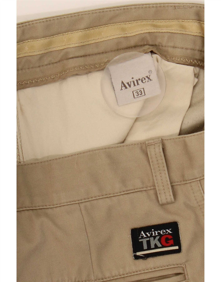 Avirex Mens Straight Chino Trousers W33 L29 Beige Polyester