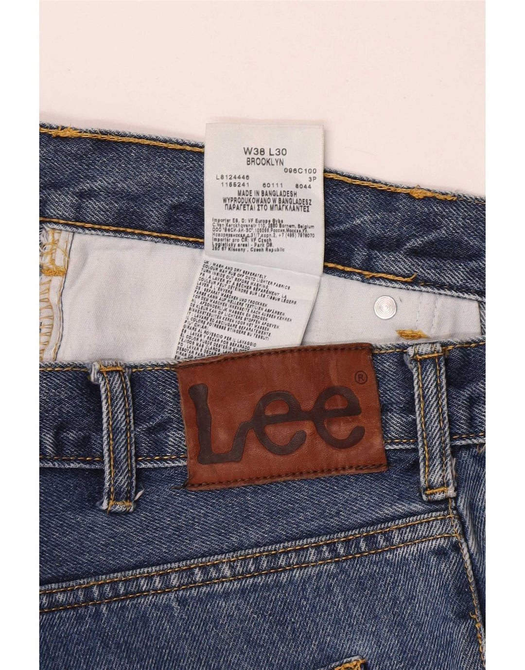 Lee Mens Brooklyn Straight Jeans W38 L30 Blue Cotton