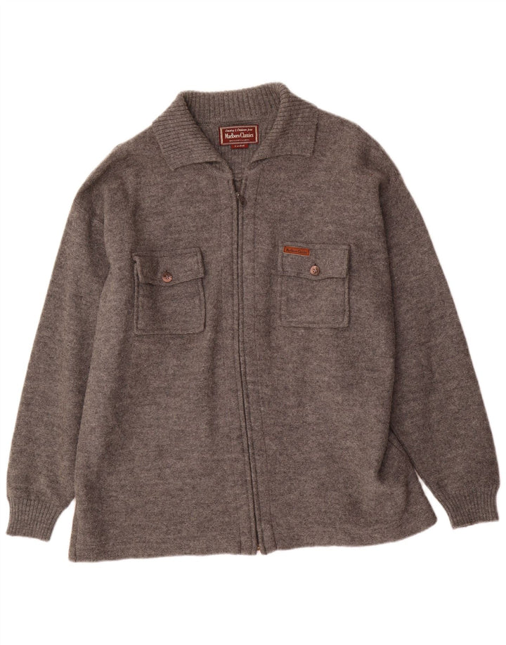 Marlboro Classics Mens Cardigan Sweater XL Grey Wool
